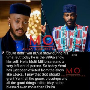 "May God Bless Yemi Even More Than Ebuka"- Die-hard Fan Prays Special Prayer For Yemi As He Compares Him To Ebuka