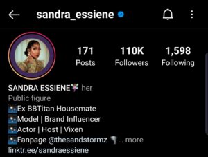 Sandra Essiene verified on Instagram