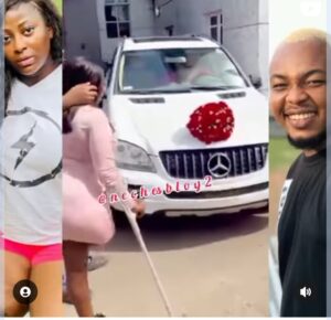 Social Media influencer, Darlington Chidera Ibekwe gifts his fiancee, Actress, Doris Samuel Akonanya a brand new car (VIDEO/PHOTOS)