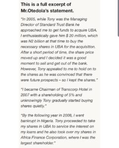 Femi Otedola on Tony Elumelu