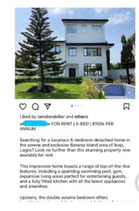 Davido mansion on rent