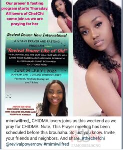 Fans Of Chefchi Holds 3 Days Prayer And Fasting Programme For Her (Detail)