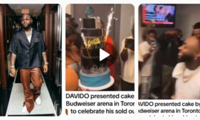 Singer,Davido Receives Enormous Cake After Shutting Down 16,000 Capacity In Toronto(Video)