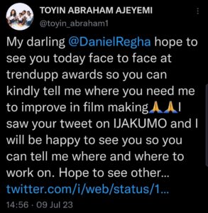 Toyin Abraham and Daniel Regha