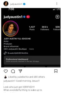 Judy Austin verified on Instagram