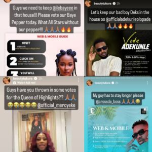 Beauty Tukura Reveals The Housemates In Bbnaija All Stars Her Fans Should Vote For, Ignores Doyin (Detail)