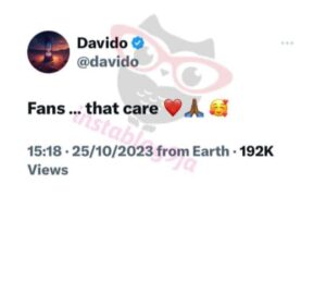 Davido shoutout to fans