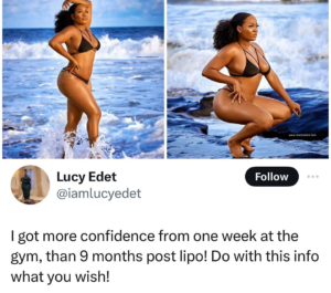 “I got more confidence from one week at the gym than 9 months post lipo” - BBN's Lucy Edet reveals she did liposution