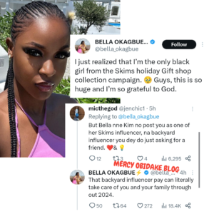 Bella Okagbue Replies Troll Who Called Her A Backyard Influencer For Kim Kardashian's Brand (DETAILS)