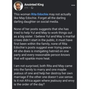 Anointed King on Rita Edochie and May Yul Edochie