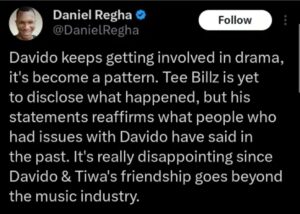 Daniel Regha on Davido and Tiwa Savage