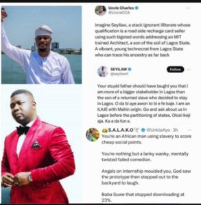 Twitter users tackle comedian, Seyi Law for calling Gbadebo Rhodes-Vivour, the son of a returned slave, Seyi Law Responds