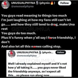  “I don’t force friendship” – Phyna speaks on her friendship with Bella as fans dr@g her over her recent comment (DETAIL)