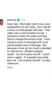 "Respect Yourself...." - Nosa Rex Replies Rubby Ojiofor After She Call Him Out For Using Junior Pope's Dem!se For Content (DETAIL)