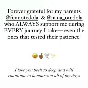 “I Will Continue To Honor You All Of My Days. Forever Grateful For Your Support, Even The Ones That Tested Your Patience" - DJ Cuppy Pens Sweet Appreciation Note To Her parents, Femi And Nana Otedola (DETAIL)