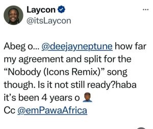 Laycon Calls Out DJ Neptune Over Unpaid Royalties For "Nobod (Icon Remix)" (DETAIL)