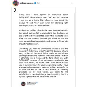 “What do you truly gain by constantly disrespecting and belittling me all the time. You have disrespected my wife......"- Peter Okoye writes an open letter to his twin Paul Okoye