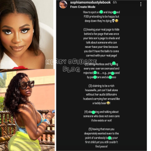 “You’re fig hting everyone over an overused and rejected pre £k. Davido’s father married you for him because you’re the weakest link” — Sophia Momodu’s fanpage slams Chef Chi