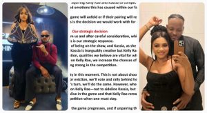 Big Brother Naija’s Married Couple Kelly Rae and Kassia's Team Releases Official Statement Concerning Voting (DETAILS)