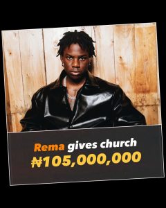 Rema Donates ₦105 Million to Church and Widows, Shares Heartfelt Story About His Late Father (VIDEO)