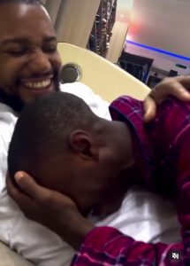 
"God Will Bless You"- Emotional Moment As Alex Ekubo Gifts His Younger Brother An Ipad (Video)