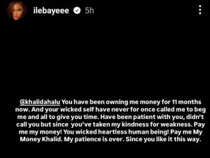 "W!cked Human Being, You've Taken My Kindness For Weakness"-BBNaija All Stars Winner Ilebaye Calls Out Former Housemate Khalid (DETAIL) 